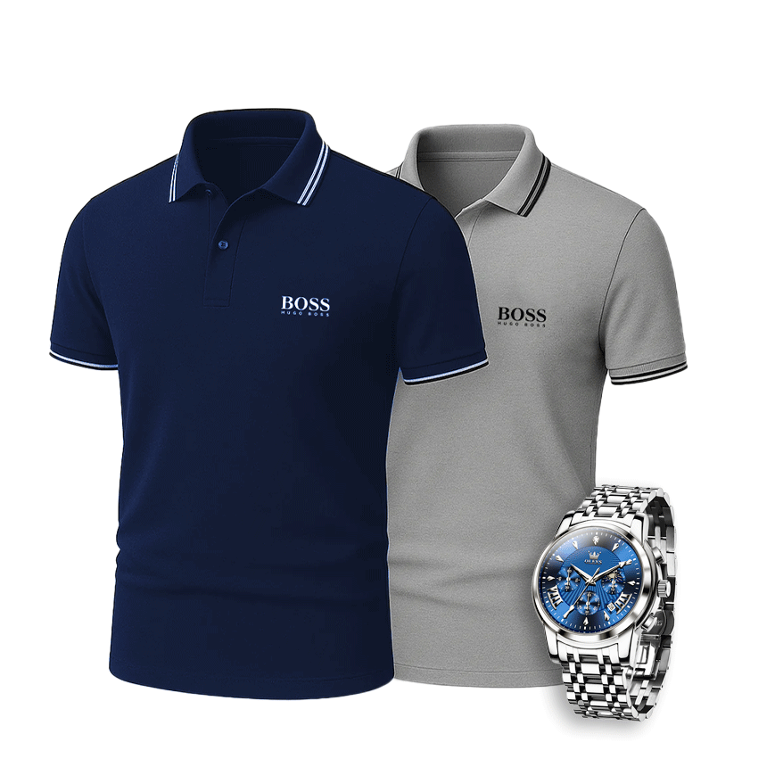 [Buy 2 Pay 1] Hugo Boss Premiere Polo Shirts + Exclusive Watch (QS)