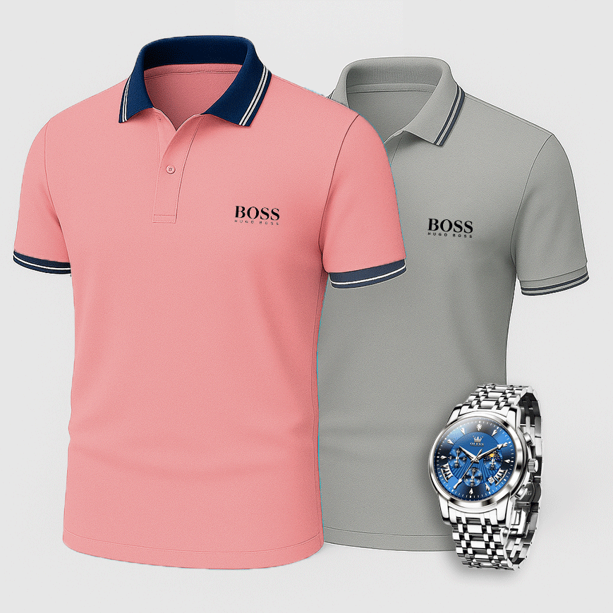 [Buy 2 Pay 1] Hugo Boss Premiere Polo Shirts + Exclusive Watch (QS)