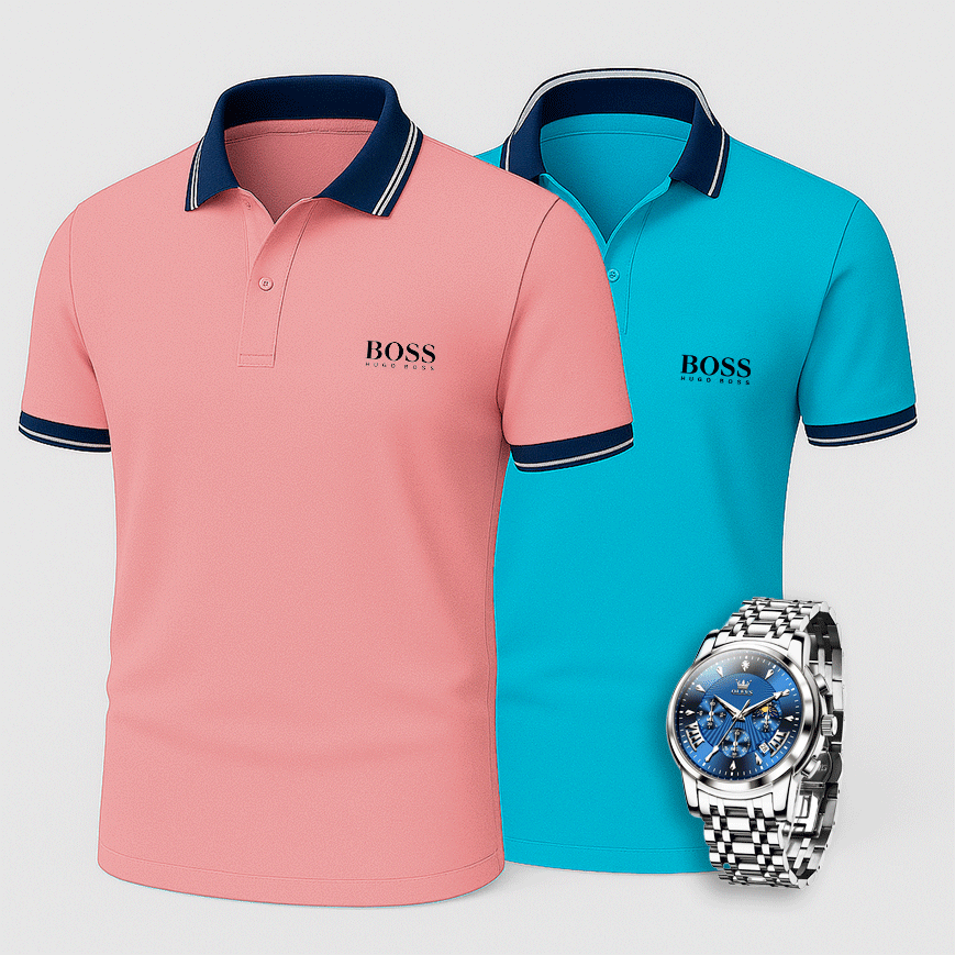 [Buy 2 Pay 1] Hugo Boss Premiere Polo Shirts + Exclusive Watch (QS)
