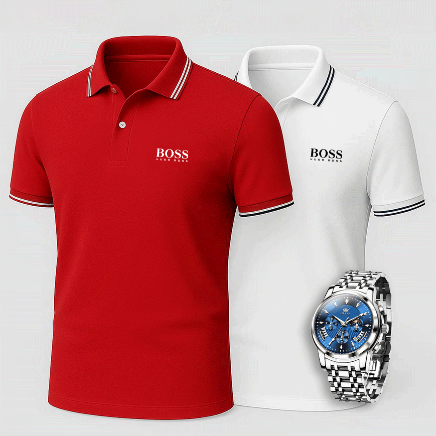 [Buy 2 Pay 1] Hugo Boss Premiere Polo Shirts + Exclusive Watch (QS)