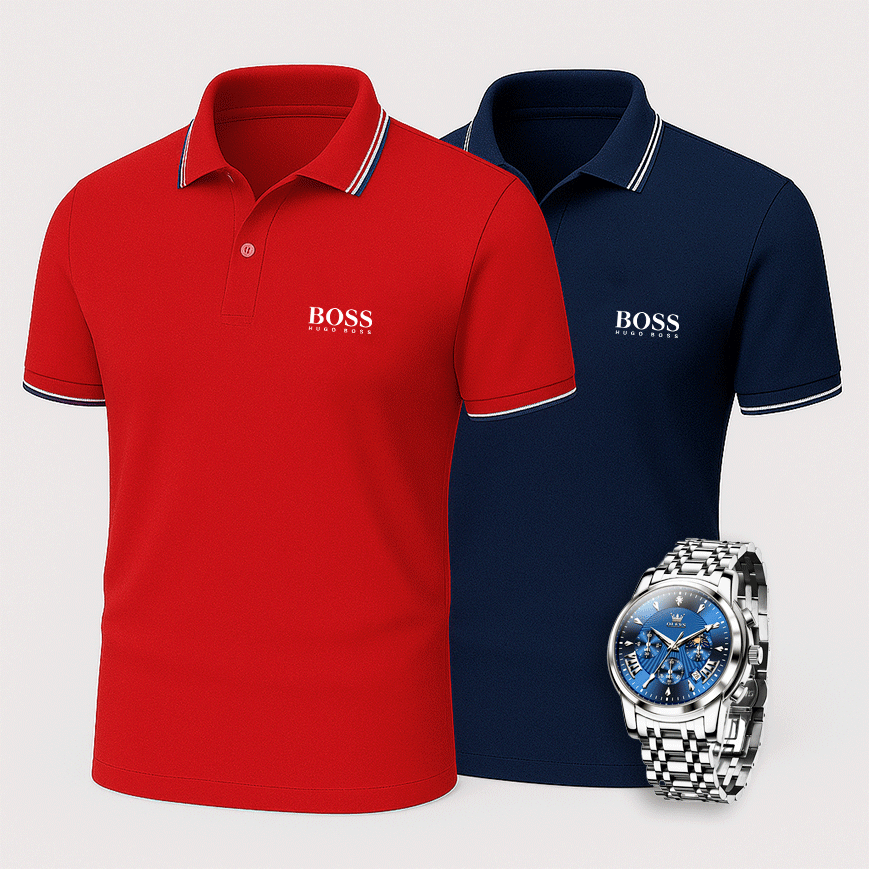 [Buy 2 Pay 1] Hugo Boss Premiere Polo Shirts + Exclusive Watch (QS)